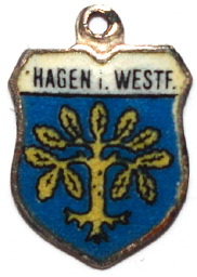 (image for) HAGEN, Germany - Vintage Silver Enamel Travel Shield Charm